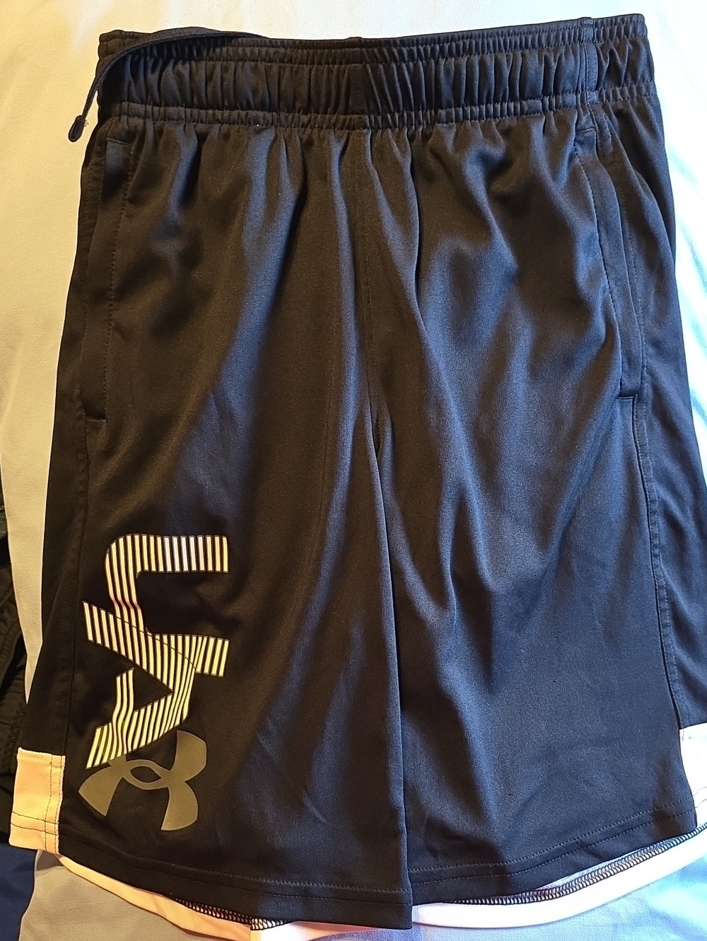Under Armour Boy's Black Athletic Shorts with White Trim